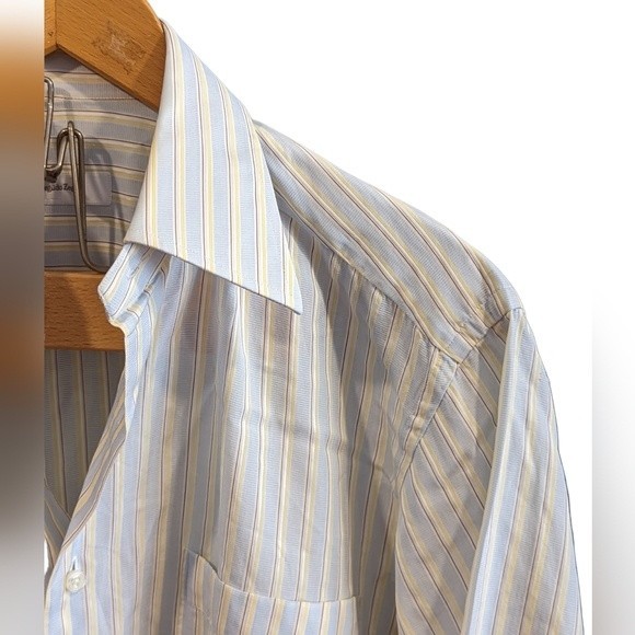 Ermenegildo Zegna Button Down Dress Shirt Portofino Comfort Size 39 - 15 1/2 - Picture 5 of 13